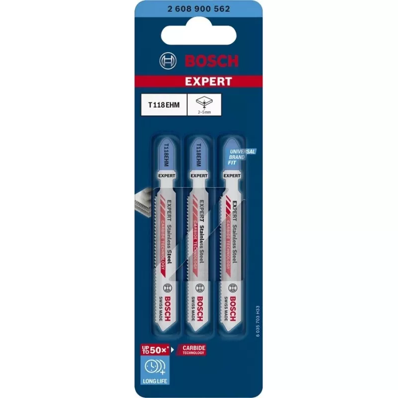 Bosch Expert T118 EHM pjūklo geležtė metalui, karbidas, 3 vnt.