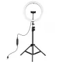 LED žiedinė šviesa 30cm su trikoju iki 1,1m ir telefono laikikliu, USB