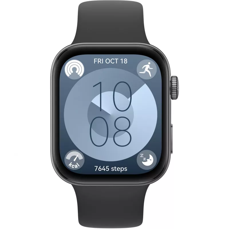 Huawei WATCH Fit 3 4.62 cm (1.82 inch) AMOLED 43.2 mm Skaitmeninis 408 x 480 pikselių Liečiamas ekranas Juodas Wi-Fi GPS
