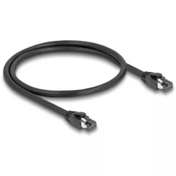 Delock Patch-Cat.8.1 laidas RJ-45 (M) į RJ-45 (M) - 50 cm - 7,5 mm - SFTP, PiMF - halogenų neturintis, su apsauga nuo užkliuvimo - juodos spalvos (80232)