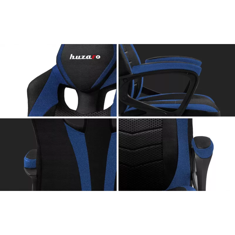 Huzaro FORCE 2.5 BLUE MESH Žaidimų kėdė Tinklinė sėdynė Juoda, Mėlyna
