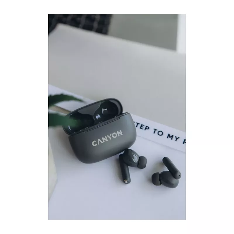 Canyon CNS-TWS10BK Ausinės ir ausų įdėklai True Wireless Stereo (TWS) Į ausį Skambučiai/Muzika/Sportas/Kasdienis naudojimas USB Type-C Bluetooth Juodos (CNS-TWS10BK)