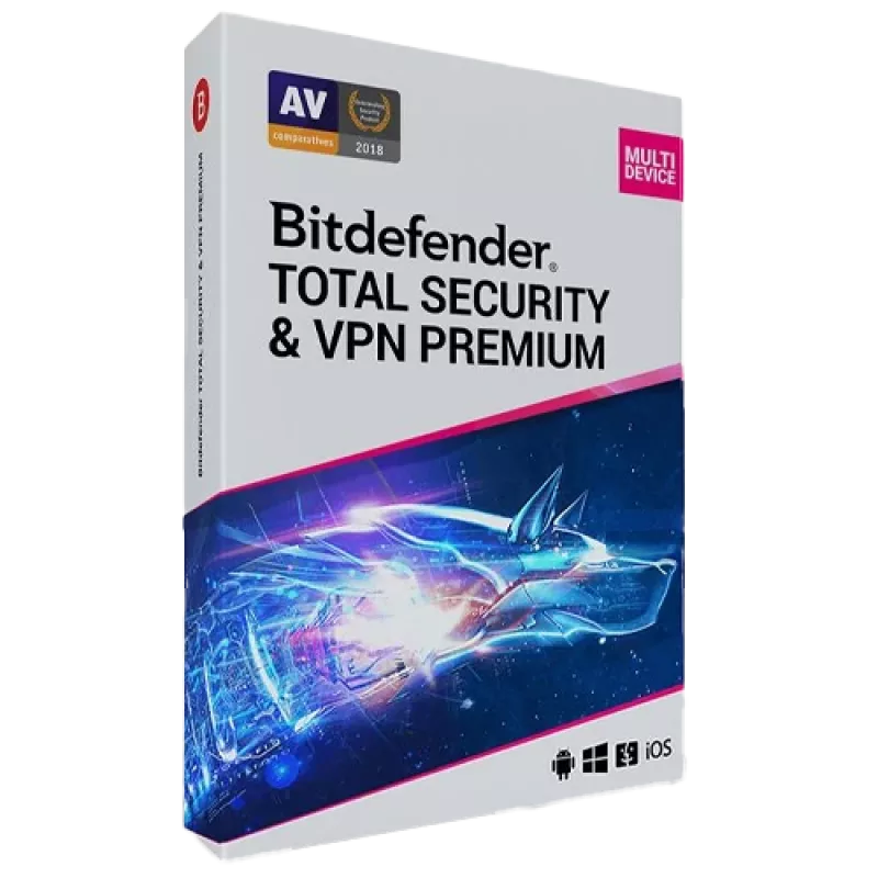 Bitdefender Total Security + Premium VPN | 5 kompiuteriams | 1 metai | Tik ES