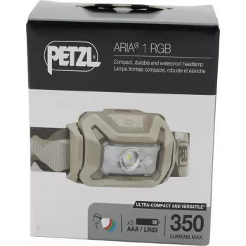 Petzl ARIA 1 RGB camo E069BB01 — kompaktiška įkraunama galvos lemputė su RGB šviesa