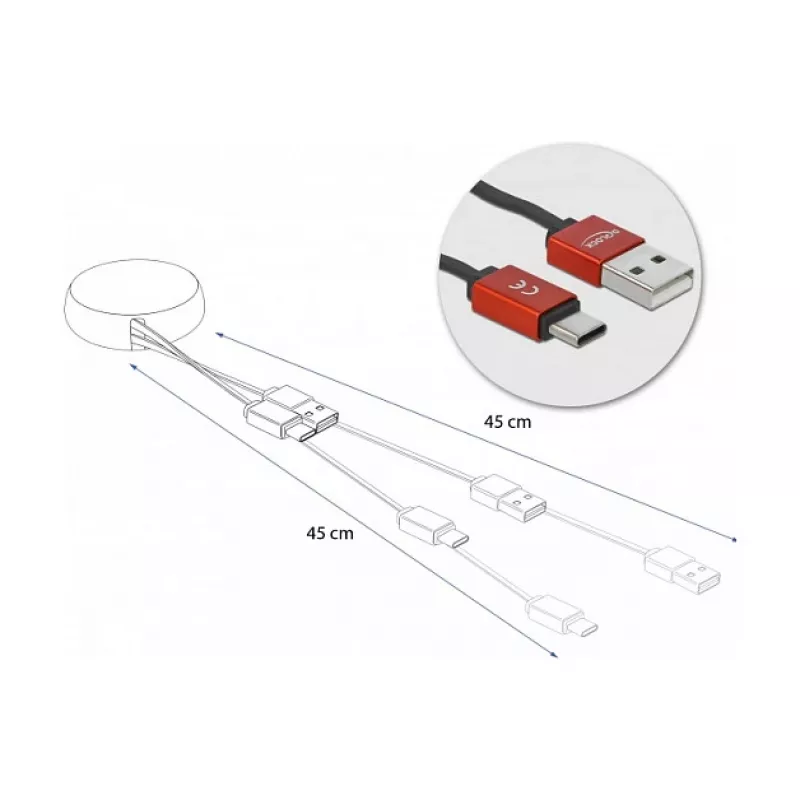 Įtraukiamas laidas DeLOCK USB 2.0 Type-A į USB-C™ 85819