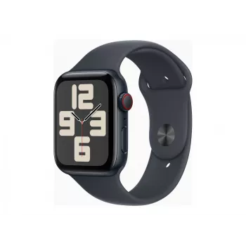 Apple Watch SE GPS + Cellular 44 mm vidurnakčio aliuminio korpusas su vidurnakčio sporto juostele (M/L)