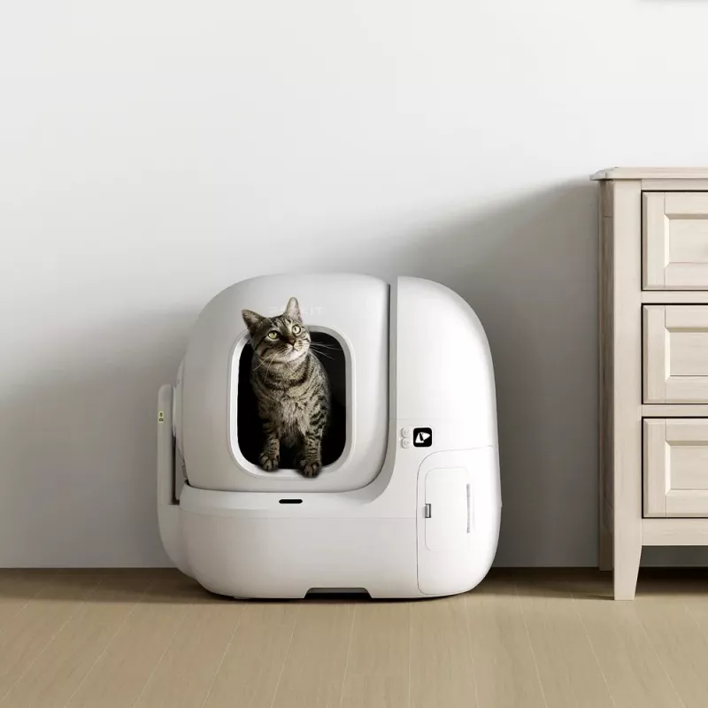 Atvira katės kraiko dėžė PETKIT Purobot Max Pro – balta, 657×538×603 mm, 12 V adapteris