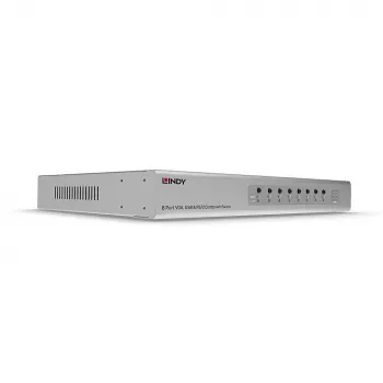 Lindy 8 prievadų VGA ir USB kombinuotas KVM jungiklis, 2048 x 1536 pikselių, Full HD, montuojamas į stelažą, 1U, sidabrinis