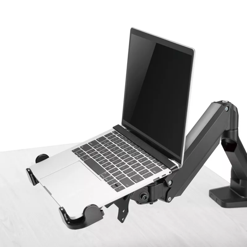 Nešiojamojo kompiuterio stovas MACLEAN MC-836 – reguliuojamas aukštis, ergonomiškas dizainas, juodas, horizontaliam naudojimui (58,5×236×320 mm)