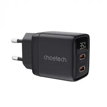 Choetech PD6051 USB-C sieninis 35W GaN įkroviklis su ekranu - juodas