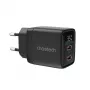 Choetech PD6051 USB-C sieninis 35W GaN įkroviklis su ekranu - juodas