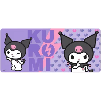 Pelės kilimėlis vaikams Kids Euroswan 80x30 cm Hello Kitty Kuromi, didelis stačiakampis stalinis/gamingo kilimėlis