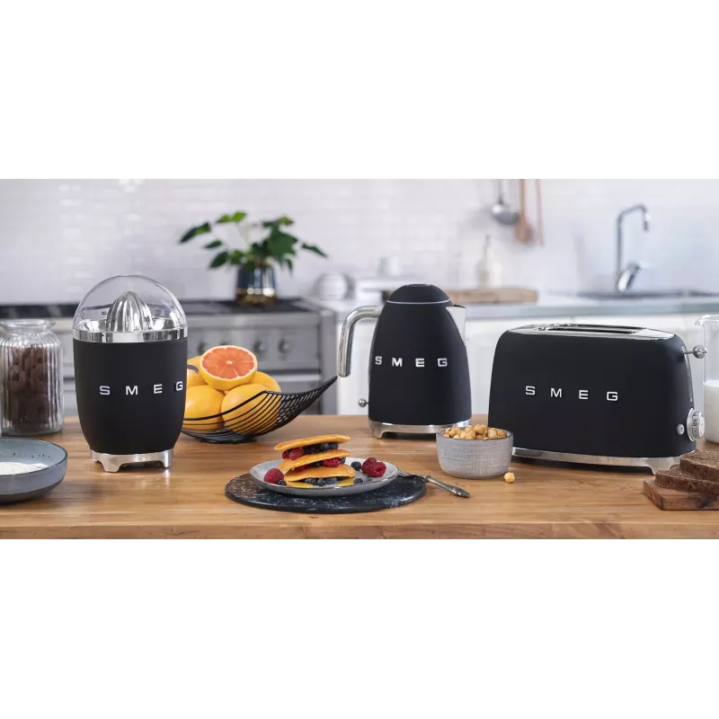Skrudintuvas Smeg 50's Style TSF01BLMEU 2 dviems riekelėms, juodas, nerūdijantis plienas