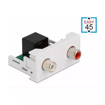 DeLOCK Easy 45 modulis 2 x RCA lizdas (motina) į RJ45 lizdą (motiną) 22,5 x 45 mm