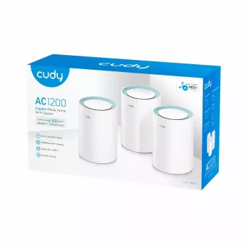 Cudy M1300 3 vnt. rinkinys belaidis tinklo Wi-Fi 5 (802.11ac) dvejų juostų (2,4 GHz / 5 GHz) balta