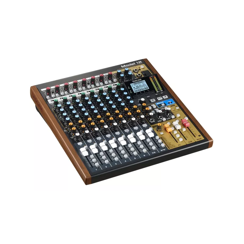 Mikseris Tascam Model 12 – 12 kanalų analoginis/digitalinis mikseris, 24 bitų, 48 kHz, USB-C, SD kortelė, Bluetooth 5.0