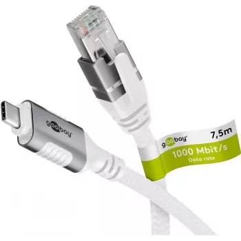 Tinklo laidas Goobay 74179 USB C į RJ-45 Cat6 7,5 m baltas