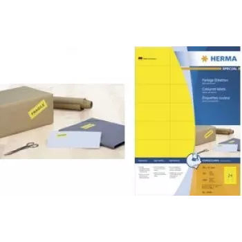 Lipnios etiketės HERMA 4544 Apvalinti stačiakampiai Geltoni