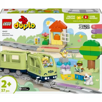 Traukinuko rinkinys LEGO DUPLO Interaktyvus nuotykių geležinkelis 10427, 57 dalių, 2 minifigūrėlės, nuo 2 metų