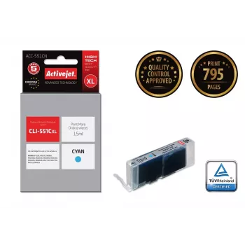 Activejet ACC-551CN kasetė (Canon CLI-551C; Supreme; 15 ml; žydra)