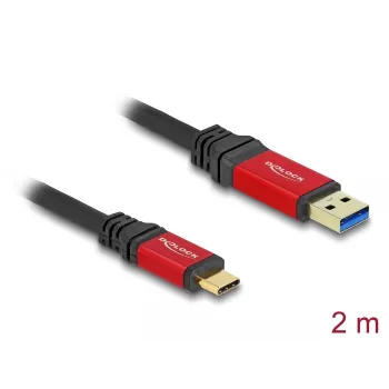 USB laidas DeLOCK 80618 10 Gbps, A tipo į C tipą, 2 m, raudonas metalinis