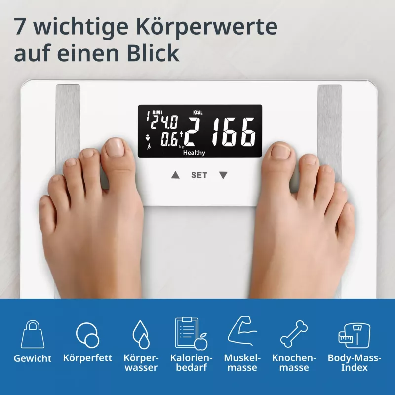 Svarstyklės kūno analizei ADE BA2300-2 su Bluetooth ir kūno riebalų matavimu