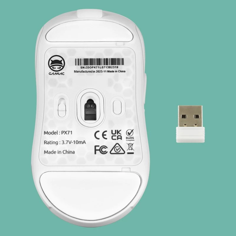 GAMIAC PX71 pelė žaidimams Ambidextrous RF Wireless + USB Type-A Optinė 16000 DPI