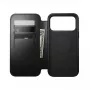 Odininis dėklas Nomad Modern Leather Folio, skirtas iPhone 17 Pro — juoda Horween oda
