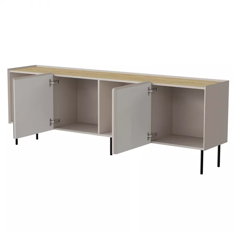 Komoda Cama Meble FELLINI 2000×400×700 mm, kaspinė spalva, aliejumi dengtas ąžuolo viršus