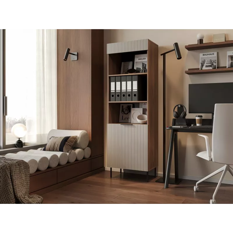 Cama 3 ALMERA Knygų spinta 60x42x185 riešutas/kašmyro