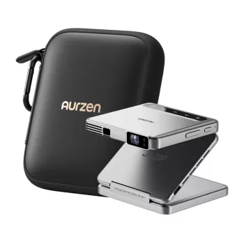 AURZEN Zip Projektor (Sidabrinis) – Nešiojamas mini projektorius AU-PJ-ZP001M-UNWH0