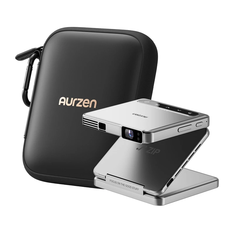 AURZEN Zip Projektor (Sidabrinis) – Nešiojamas mini projektorius AU-PJ-ZP001M-UNWH0