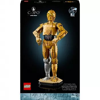 LEGO statoma figūra „Žvaigždžių karai“ C-3PO modelis 75398 — 1 138 dalių, 380 mm eksponavimo kolekcinis