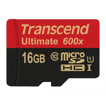 Transcend microSDHC MLC 16GB Class 10 UHS-I 600x su SD adapteriu