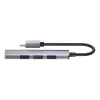 USB-C stotelė Unitek H1208B – 1x USB-A 5 Gbps, 3x USB-A 2.0, USB-C jungtis, aliumininis korpusas, 0,20 m laidas