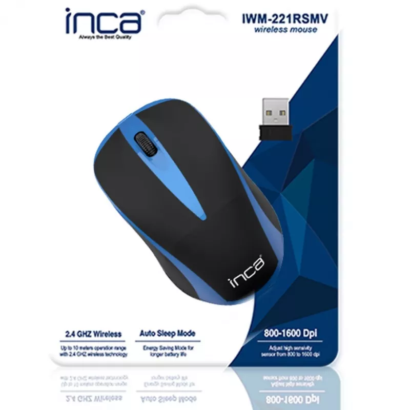 Cian Technology GmbH INCA Maus IWM-221RSMV belaidė pelė Nano-USB, 1000 DPI, juoda/mėlyna, mažmeninė
