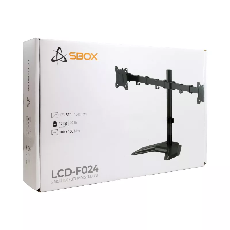 SBOX LCD-F024-3 Dvigubo monitoriaus laikiklis (17-32/2x10kg/100x100)