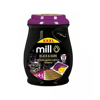 MILL PROFESSIONAL 2-jų kamerų kapsulės juodiems ir tamsiems skalbiniams 70 vnt.