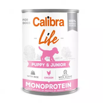 Šlapias šunų ėdalas Calibra Puppy & Junior Chicken with Rice 400 g