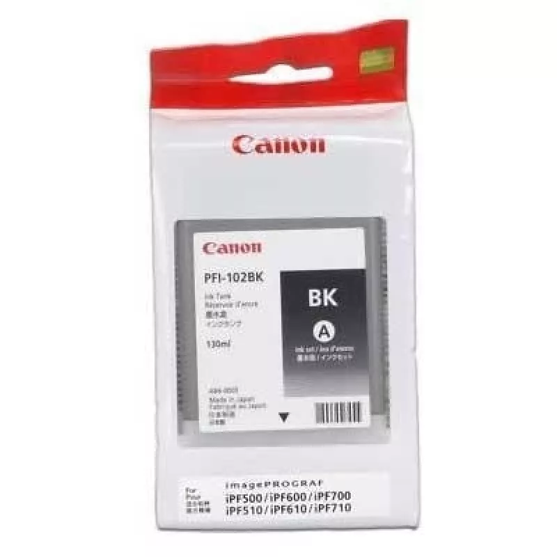Kasetė su rašalu Canon PFI-102BK juoda 130 ml, skirta imagePROGRAF spausdintuvams