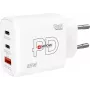 SKROSS Power Charger 65W PD GaN EU USB‑C 2x – 65W USB‑C GaN įkroviklis su dviem USB‑C prievadais, EU kištuku