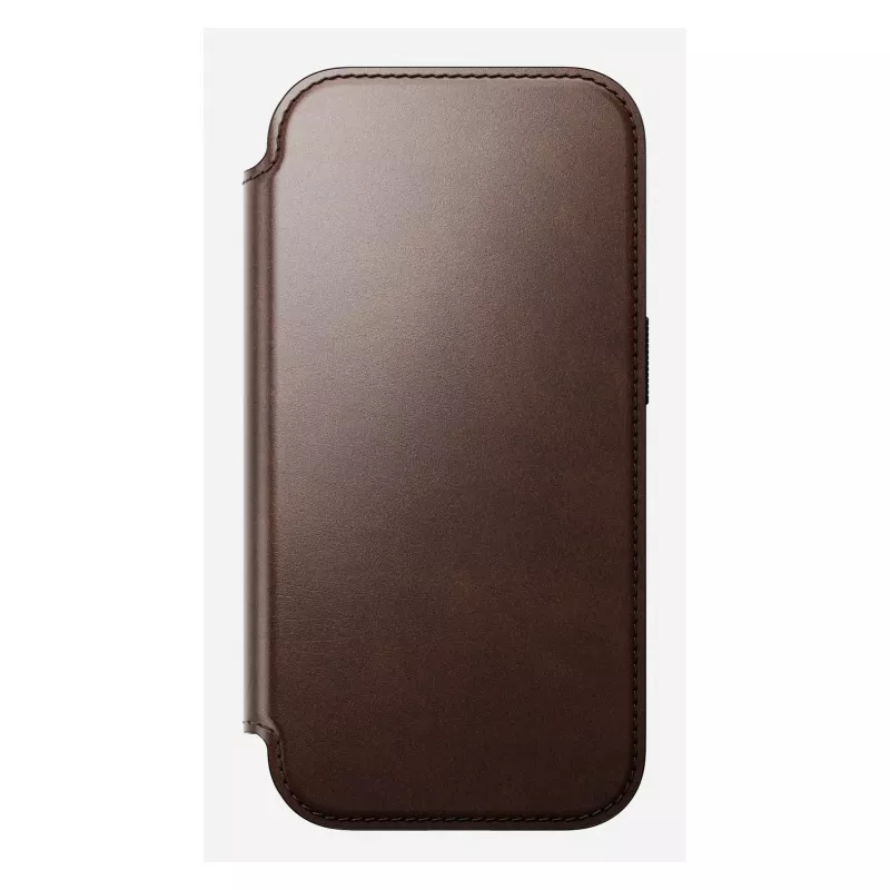 Mobiliojo telefono dėklas Nomad Modern Leather Folio, skirtas iPhone 17 Pro, oda/aliuminis, 16 cm (6,3 colio), rudas, 4 kortelių kišenės