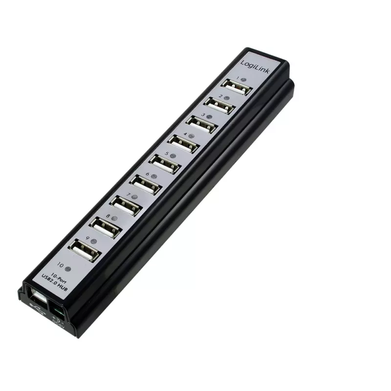 LogiLink UA0096 USB 2.0 šakotuvas, 10 prievadų, 480 Mbit/s, juodas
