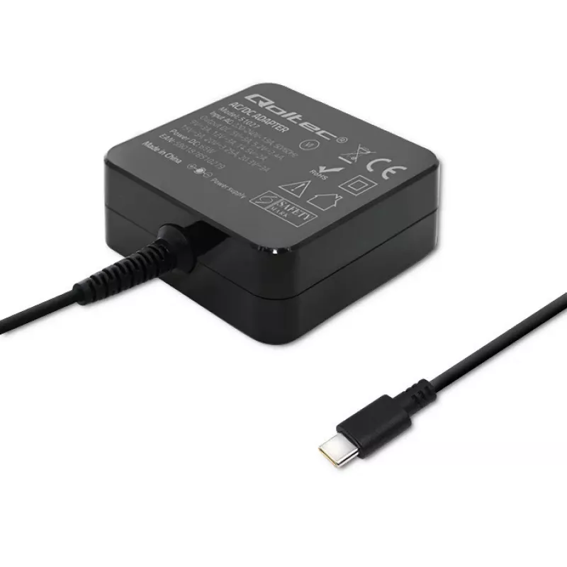 Qoltec 51027 Įkroviklis | 65W | 5-20.3V | 2-3.25A | USB Type C | PD