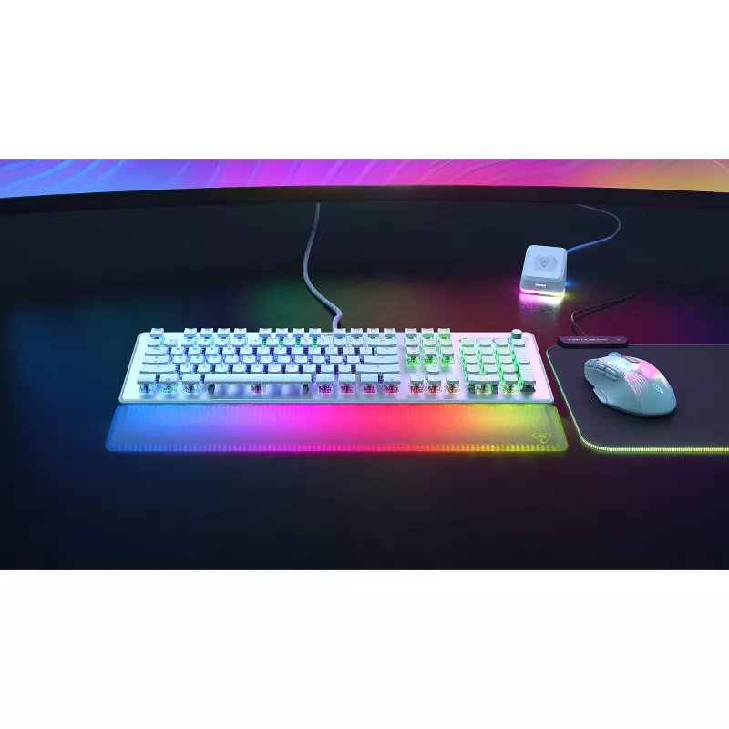 Turtle Beach Vulcan II Max žaidimų klaviatūra, laidinė, USB, optomechaniniai jungikliai, RGB foninis apšvietimas, balta