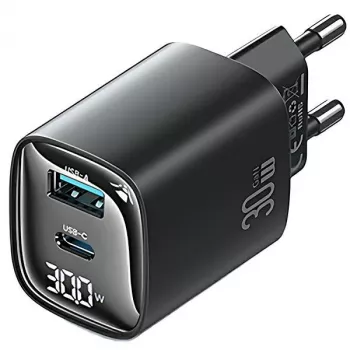 Įkroviklis usams CC229 30W GaN USB-C ir USB LED kompaktiškas kelioninis įkroviklis