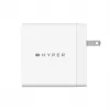 HYPER HJG140WW universalus baltas AC greitasis kroviklis, 140 W, GaN, 2x USB-C + 1x USB-A, patalpoms