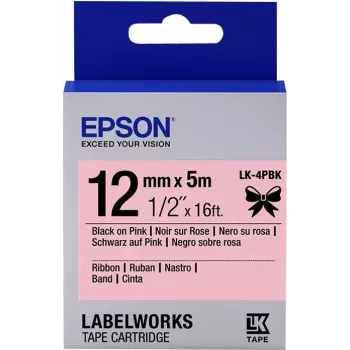 Epson kasetė satino juostele LK-4PBK juoda/rožinė 12mm (5m)