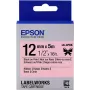 Epson kasetė satino juostele LK-4PBK juoda/rožinė 12mm (5m)