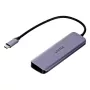 USB šakotuvas Unitek P5+ — 5 prievadų (4 × USB 3.2 Gen 2 Type-A), USB 3.2 Gen 1 pagrindinis, 5 Gbit/s, 10 W PD, aliuminis, pilka